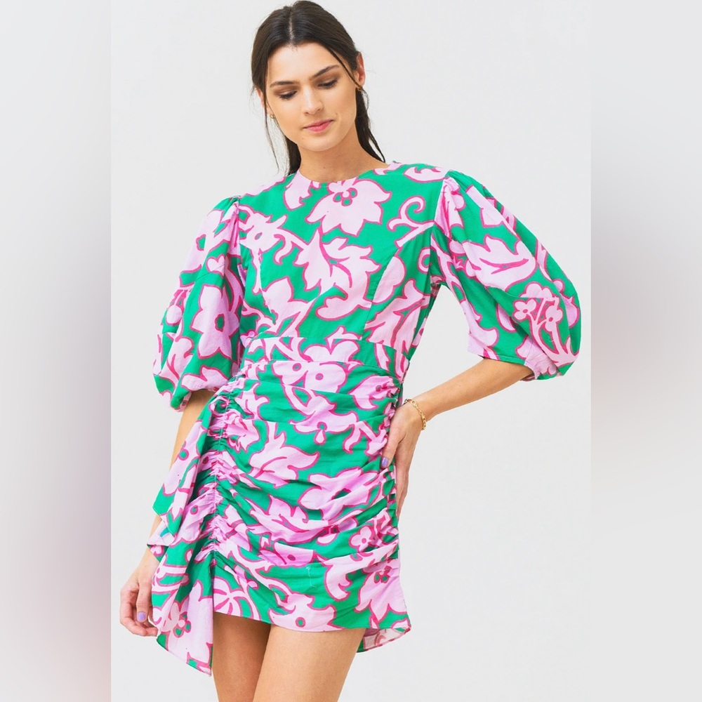RHODE cult favorite “Pia” Dress PINK/GREEN- Size S